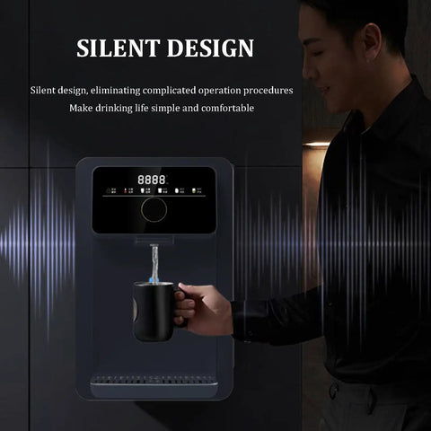 Wall Mounted Water Dispenser With Electronic Lock And Dual Temperature Control for office break room, user holding cup