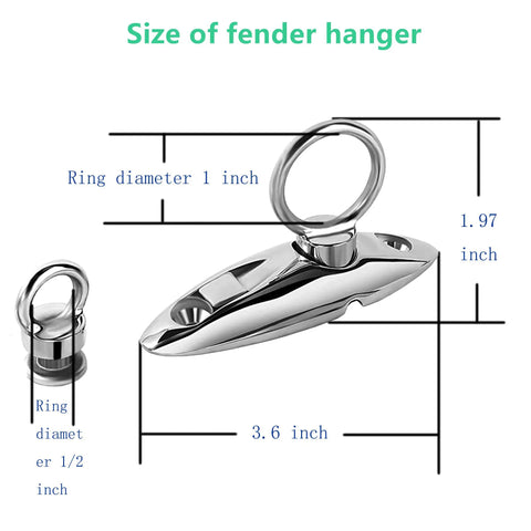 Diagram showing 316 Stainless Steel Quick Release Hangers For Pontoon Boats And Bimini Decks Marine Grade Hardware with dimensions.