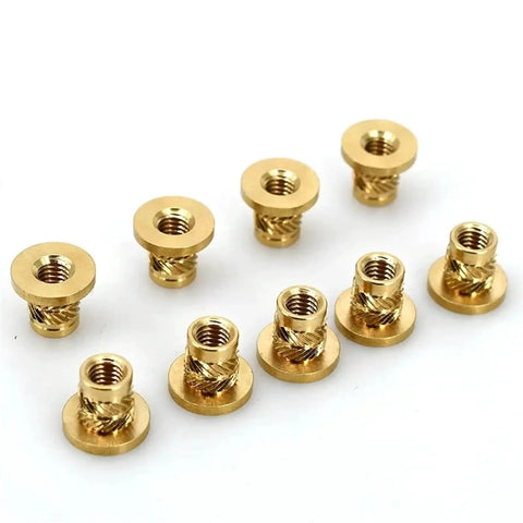 Super Cool Knurled Brass Hot Melt Insert Nuts For Heavy Duty Plastic Screw Fixing! M3 size solid threaded brass inserts set.