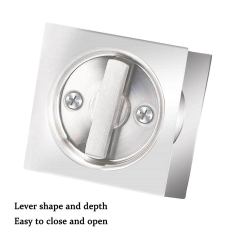 Privacy Pocket Door Lock With Pull In Stainless Steel 304 - Heavy Duty Pocket Door Knob With Flush Handles, close-up view