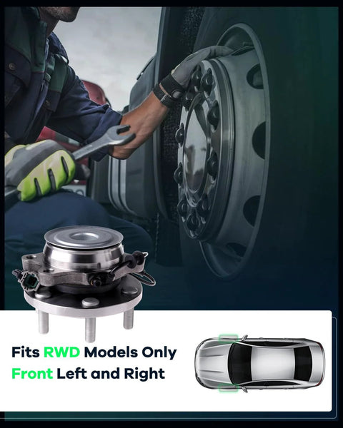 Front Wheel Hub Assembly 515064 With ABS Sensor 6-Lug Drop-In Ready Fit Nissan Frontier 2005-2016 shown close up and installed