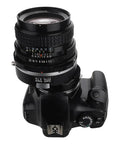 Tilt Shift Lens Mount Adapter For Canon EOS From Pentax 6x7 Lenses, 10 Degree Tilt, 10mm Shift Each Way, 360 Degree Rotation, Precise Fit, No Play, Black mounted on Canon EOS camera with lens