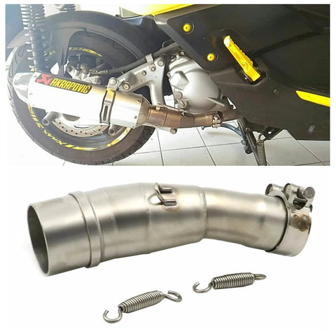 Side view: stainless steel motorcycle exhaust pipe springs set, 65mm, with hooks; 6pcs shown with curved pipe.