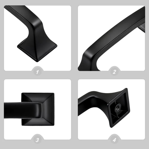 Matte Black Cabinet Pulls 76mm Hole Centers 3 Inch 10 Pack Solid Zinc Alloy Handles different angle views