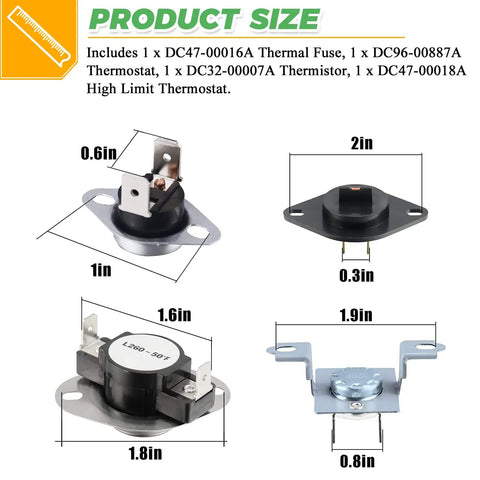 Dryer Repair Kit With Thermal Fuse Thermostat Thermistor And High Limit Thermostat For Samsung LG Kenmore Dryers DIY Fix Pack Sizes
