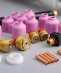 Grab This Awesome 58-Piece Luwecf TIG Consumables Kit For Your Torch That Includes gas lens collet bodies and alumina nozzles.
