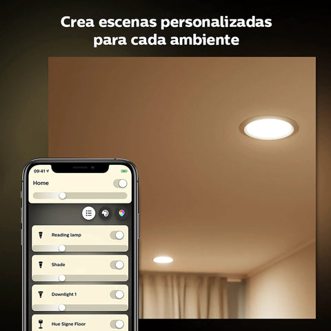 Image of an iPhone controlling a Color Changing BR30 Smart Downlight Bulb For 5 To 6 Inch Recessed Cans White And Color Ambiance