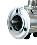 Five Stage Tri Lobe Dry Sump Oil Pump With V Band Mount And Reverse Rotation Built For Alston Drives showing aluminum construction and detailed design.