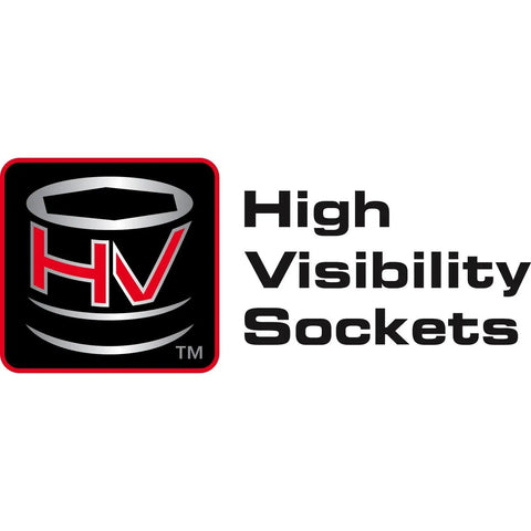High Visibility Sockets logo with red HV design, related to Beefy 85-Piece Metric Master Socket Set With 1/4, 3/8 and 1/2 Inch Drives.