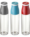 Three 650ml leakproof grey water bottles with direct sip lid and elastic carry strap for easy hydration on the go.