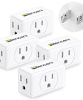 Four white two prong to three prong outlet adapter extenders for Japan travel and home 3 AC outlets non grounded wall plug expander