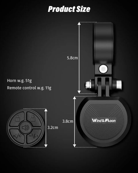 Remote Control Bike Horn With Four Sound Modes And Adjustable 80 To 120 dB USB Rechargeable IPX6 Waterproof Mountain Bike Bell And Scooter Alarm For Trails
