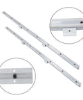 Two 1500mm SBR20 Linear Guide Rails With Four SBR20UU Slide Blocks Kit for DIY CNC routers, shown in close-up detailing.