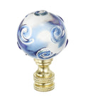 Blue Glass Ball Lamp Finial Cap For Lampshade Harp Top With Quarter Inch By Twenty Seven Thread, stylish metal base.