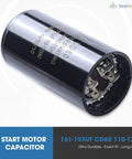 161-193 UF Round Motor Start Capacitor 110-125V AC 50/60Hz Universal Fit For AC Motor Run Or Fan Start shown with connectors
