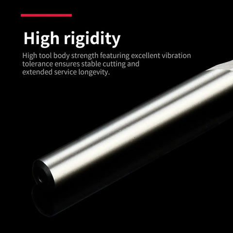 Close-up of Five Piece Two Flute HSS End Mill Set With Straight Shank For Small Holes And Deep Slots Includes Micro Diameters.