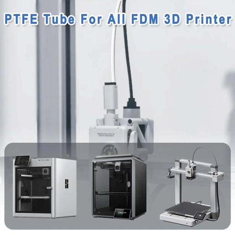 16.4Ft PTFE Teflon Tube Kit installed on 3D printer with 2.5mm ID X 4mm OD for 1.75mm filament, pneumatic fittings visible