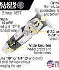 9 Inch Journeyman High Leverage Side Cutting Pliers with Crimper Fish Tape Puller and Wire Stripper Pro Grade Electrician Tool