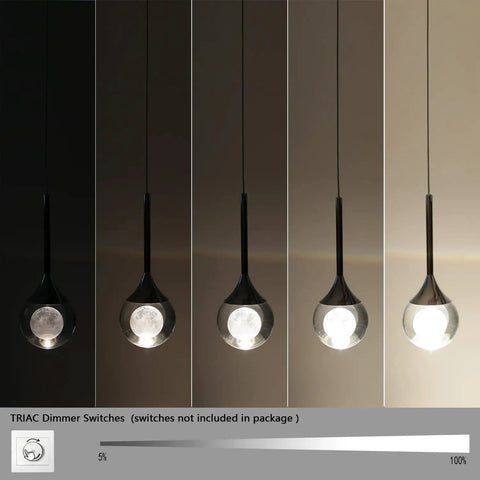Crystal Pendant Light With Moon Glow, Modern Chrome Finish, Dimmable LED 5W Mini Hanging Light For Kitchen Island Lighting, Dining Room, Bar Or Bedroom, Elegant Contemporary Fixture