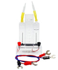Ultimate Water Electrolyzer Kit For Science Class, clear plastic and metal micro gas generator with red and blue wires