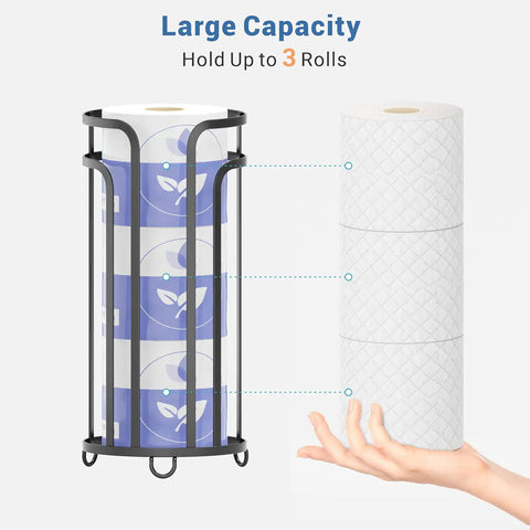 2 Pack Free Standing Toilet Paper Holder Tower For 3 Rolls Black Space Saving Workhorse Bathroom Organizer Holds Up To Three Rolls Easy