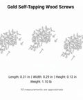 Gold Self Tapping Wood Screws With Integrated Washers scattered on a white background, 0.31x0.29x0.12 inches, 1.10 lb