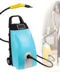 High Pressure Steam Cleaner 3000W Heavy Duty Portable Steamer With 3.5L Tank, blue unit with hose, used for deep cleaning floors.