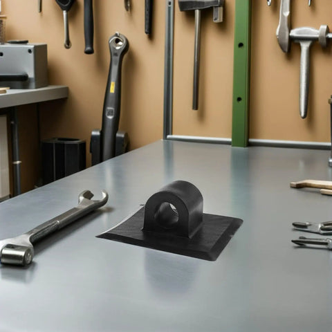 Four Piece Durable Kayak Motor Mount Bracket Clips Built To Last Lightweight Engine Holder on a workshop table