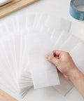 Packing Foam Pouches With Smooth Surface, 200 Pcs, 5.5x2.8 Inches, EPE Pearl Cotton Cushion Wrap Sleeves, Lightweight Protective Moving And Shipping Gear For Glasses And Dishes, Custom Fit And Cut To Fit Design, white foam sleeves fanned out
