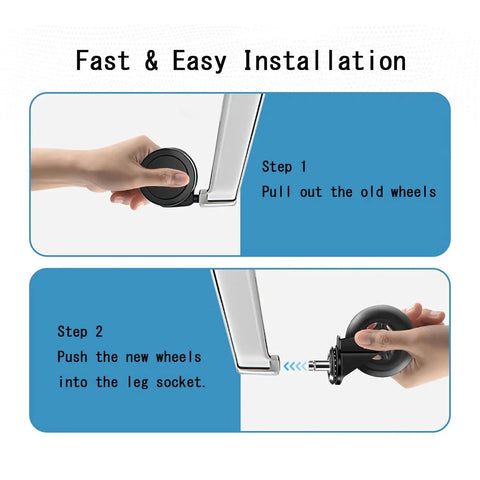 Installation guide for 5 Pack Quiet Office Chair Casters That Roll Like Butter Smooth Silent Swivel Wheels.