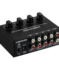 1 In 4 Out Stereo Audio Distribution Amplifier With Independent Output Volume Control And RCA Interface, black