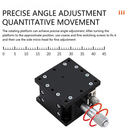 Manual Z Axis Linear Stage With Micrometer Fine Tuning Bearing Slide Table for Precision Inspection and Lab Use, shown in black aluminum