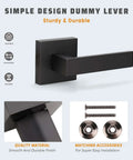 6 Pack Matte Black Dummy Door Handle Set Heavy Duty Single Sided Door Levers for interior mount, shown with installation accessories.