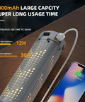 Rechargeable 8000mAh Camping and Work Light with phone charging via USB-C on wooden table