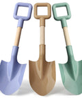 3 pack 16 Inch Beach Sand Shovels For Kids Go To Garden Tool Kit With A Sturdy Long Wooden Spade For Sand Snow Digging ABS Plastic Scoops