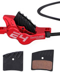 Heavy Duty Hydraulic Disc Brakes For Mountain Bikes With 800mm Front And 1550mm Rear Lines Four Piston Caliper red brake caliper and pads