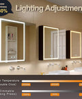 LED Lighted Bathroom Medicine Cabinet With Backlit Panel, USB Sockets, Anti Fog, Dimmable 3 Color Light Makeup Mirror