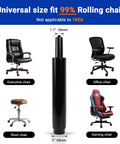 Gas-lift chair cylinder; universal pneumatic piston for office and gaming chairs, 12.2-18.5 in height, 6.3 in stroke