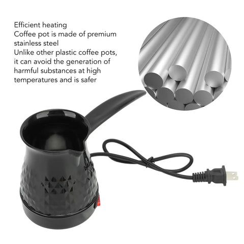 600ml Stainless Steel Electric Coffee Pot With Even Heating Anti Scald System Removable Handle Plug 110V Portable Kitchen Coffee Maker