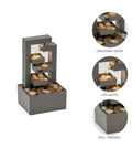 Small Desktop Waterfall Fountain 9.65 Inches For Desk Zen Vibes And Relaxation, 3 tier stone water feature with LED lighting