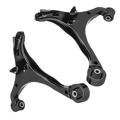 Front Lower Control Arm Suspension Kit For Honda Civic 2001 2002 2003 2004 2005 Not For SI Models With Ball Joints Sway Bar End Links Outer Tie Rod Ends 8 Piece Beefed Up Replacement, black steel arms