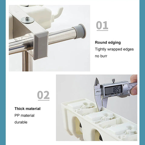 Stainless Steel Mop And Broom Organizer For Garage And Janitorial Cart Built Like A Tank Heavy Duty Cleaning Tool Holder details