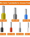 Various AWG ferrule sizes including AWG22 Wire Ferrules Set 1000 Pcs Insulated Terminal Ends on display.