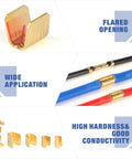 Pro Grade 500 Pcs U Shape Copper Crimp Terminal Connectors Kit Non Insulated Wire Spade Butt Assortment For Electrical Projects WKS 500U Pro DIY Wire Harness