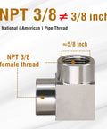 3/8 NPT Female 90 Degree Stainless Steel Elbow Fitting Forged High Pressure Connector 304 Stainless Heavy Duty