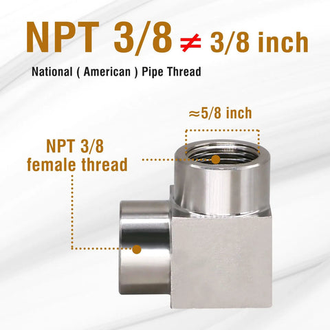 3/8 NPT Female 90 Degree Stainless Steel Elbow Fitting Forged High Pressure Connector 304 Stainless Heavy Duty