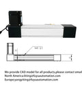 High Speed Linear Actuator Belt Drive CNC Guide Rail System With 1300mm Stroke NEMA34 Stepper Motor Mounts, side view with CAD drawing