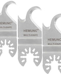 HEMUNC 3-piece stainless steel oscillating multitool blade set with hook knives for shingles, PVC, carpet, cardboard
