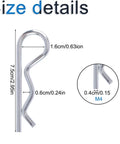 Heavy Duty Hair Pin Clips Set Of 10 5/32 X 2-15/16 Inch Spring Steel Zinc Plated R Clips Cotter Pins Hitch Pins M4x75mm size details