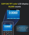 Handheld Digital Oscilloscope Multimeter 3 In 1 with 3.5 inch color LCD display showing VDC reading, 50,000 counts.